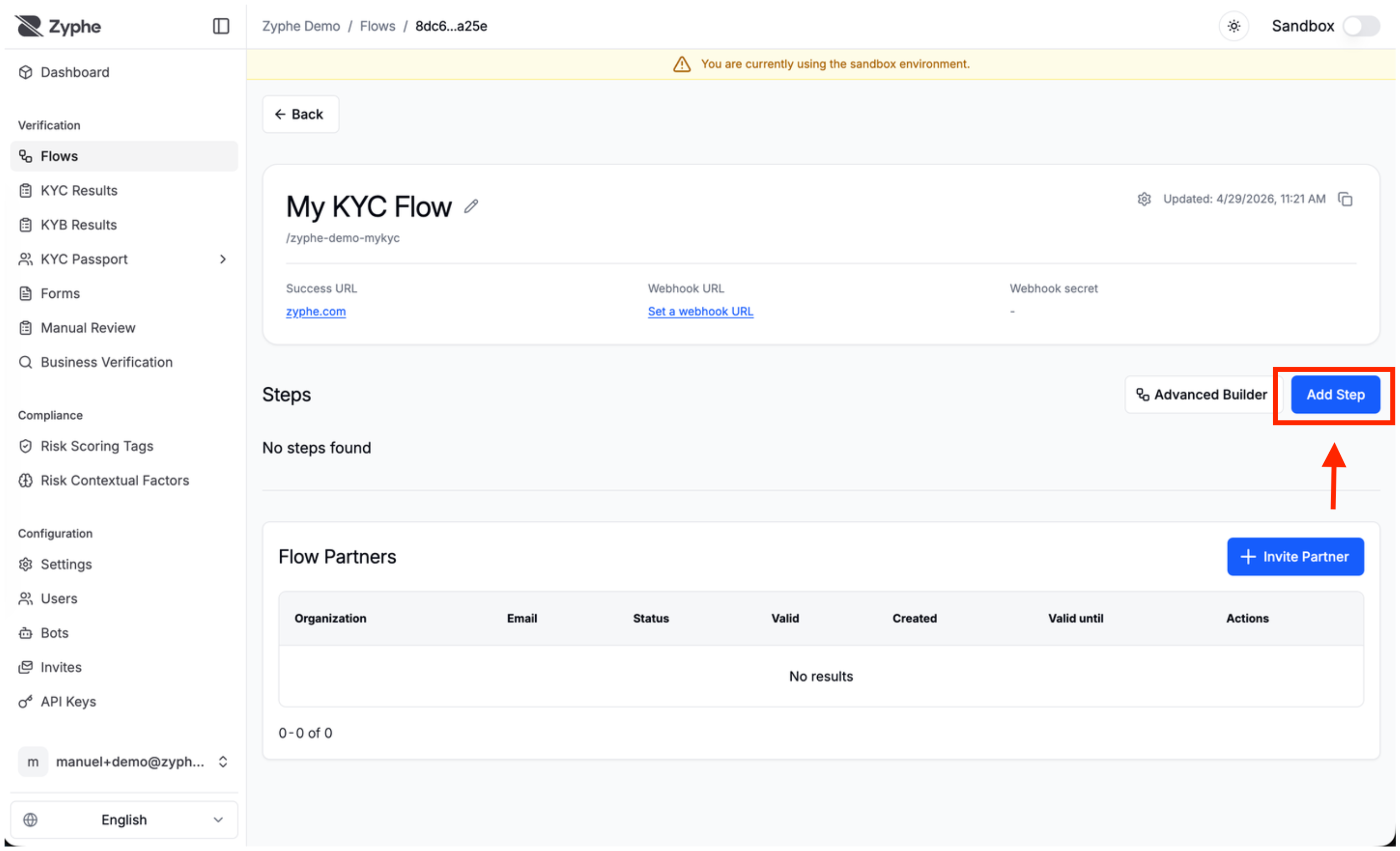 New flow ready for step creation