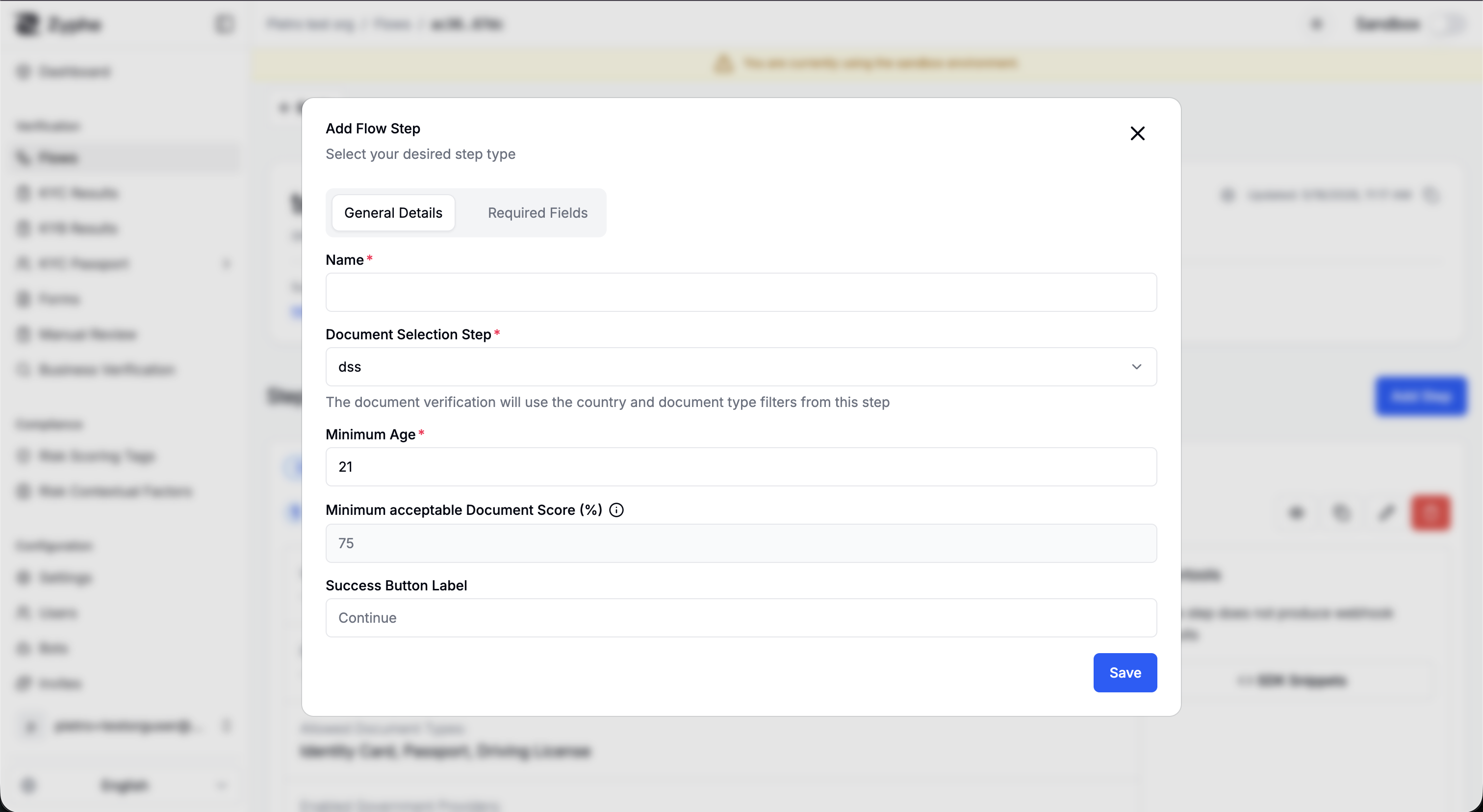 Add Flow Step dialog with available step types